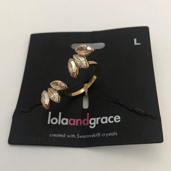 Lola and Grace Jewelry - Lola and Grace Leaf U-Ring Swarovski crystals